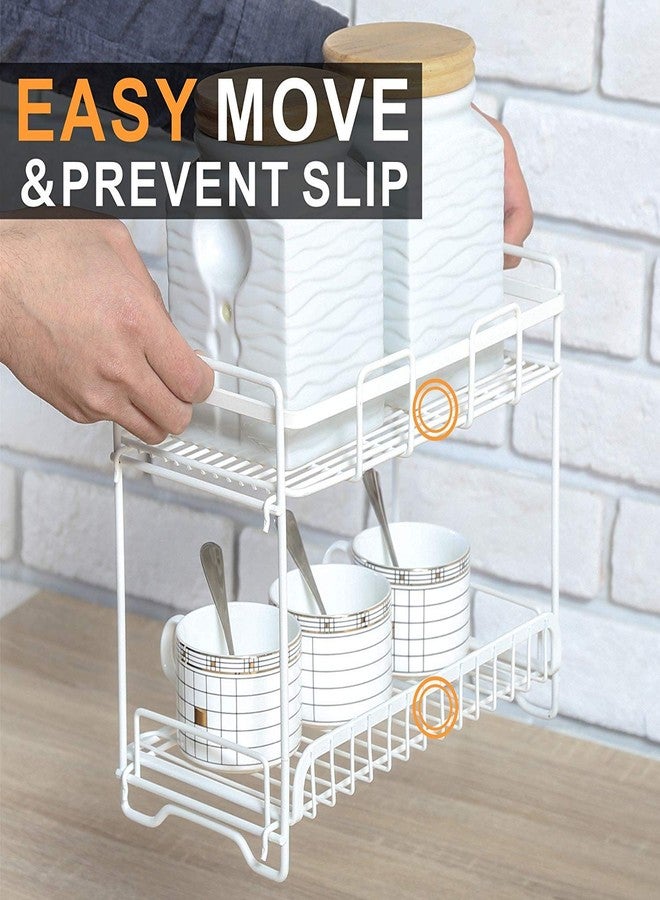 INDIAN DECOR Metal Rack, 2 Tier, White - Image 3